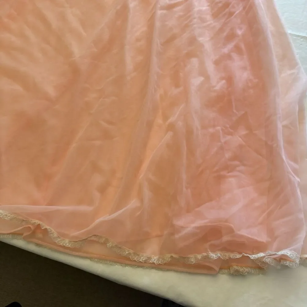 VTG Janelle Nightgown Pink/Coral Lace Bodice Floor Length Maxi Slip Dress